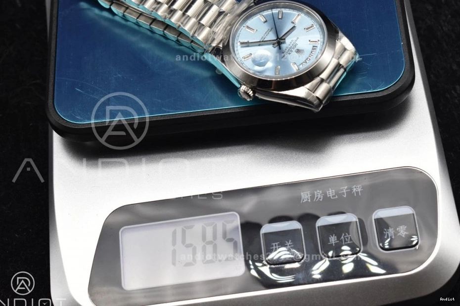 Gain A President DayDate 40 Crystal Bracelet 720 Unique On Dial Weight SS Blue Iced GSF 0709